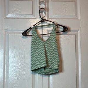 Green Patterned Crop Top
